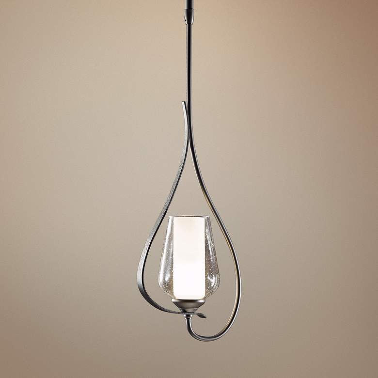 Image 1 Hubbardton Forge Flora 7 3/4 inch Wide Seeded Glass Mini Pendant