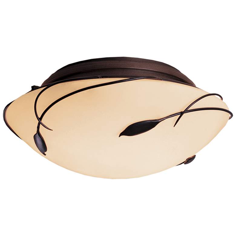 Image 1 Hubbardton Forge Forged Leaves 13.6" Wide Opal Glass Ceiling Light