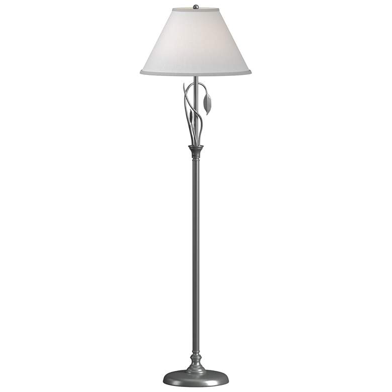 Image 1 Hubbardton Forge Forged Leaves 56" High Vintage Platinum Floor Lamp