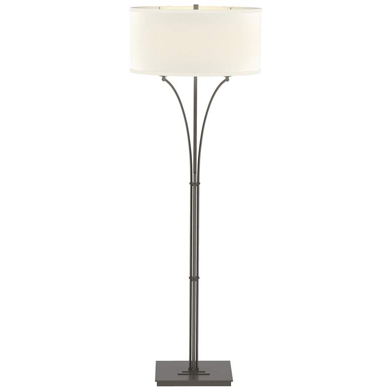 Image 1 Hubbardton Forge Formae 58" Flax Shade Dark Smoke Floor Lamp
