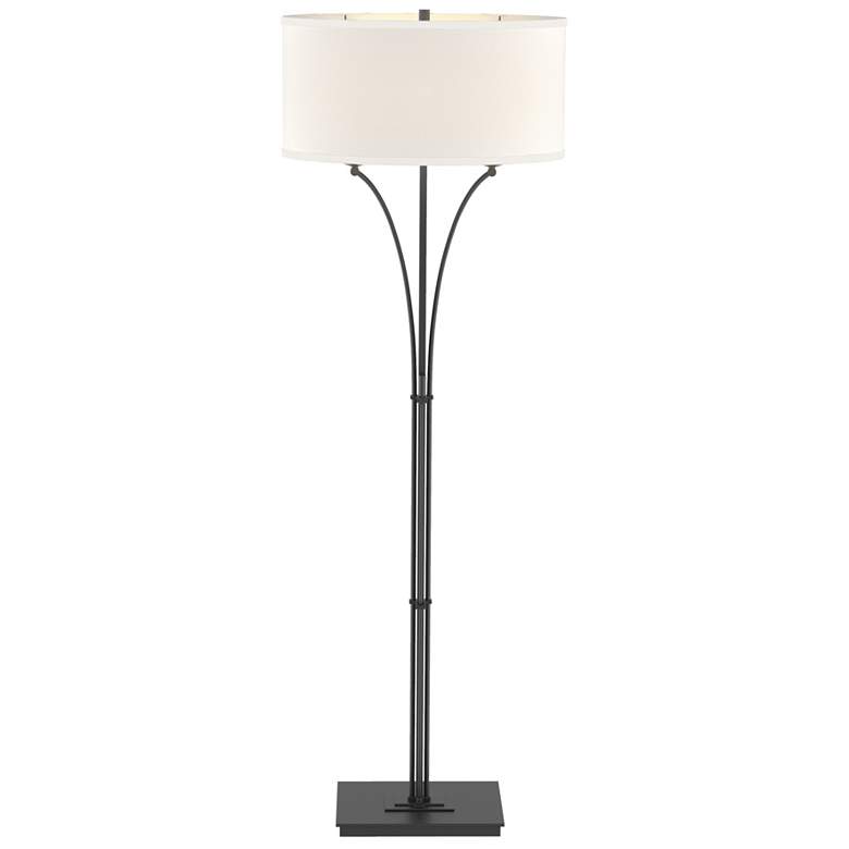 Image 1 Hubbardton Forge Formae 58" High Flax Shade Black Finish Floor Lamp