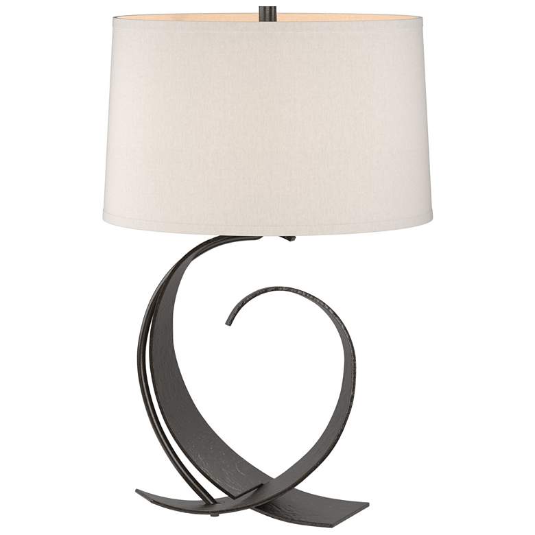 Image 1 Hubbardton Forge Fullered 22 inch Flax and Bronze Steel Table Lamp