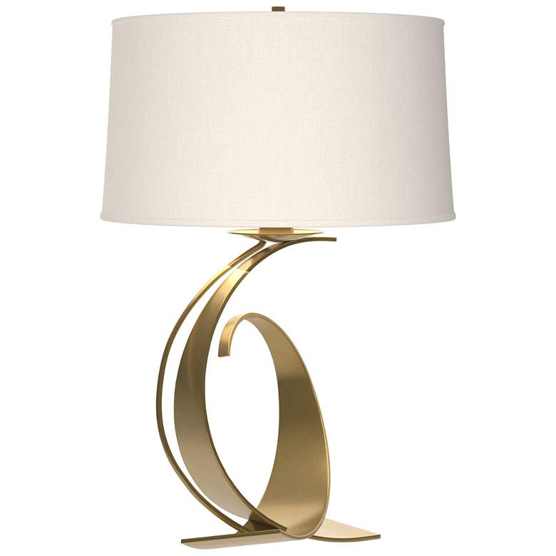 Image 1 Hubbardton Forge Fullered Impressions 29" White and Brass Table Lamp