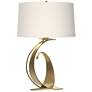 Hubbardton Forge Fullered Impressions 29" White and Brass Table Lamp