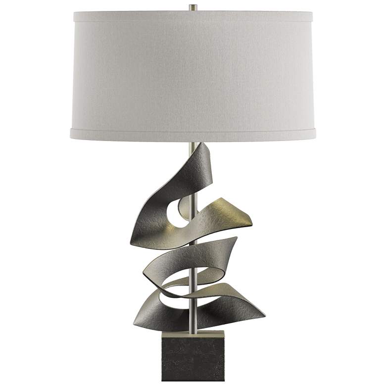 Image 1 Hubbardton Forge Gallery 24 3/4" Flax Shade Natural Iron Table Lamp