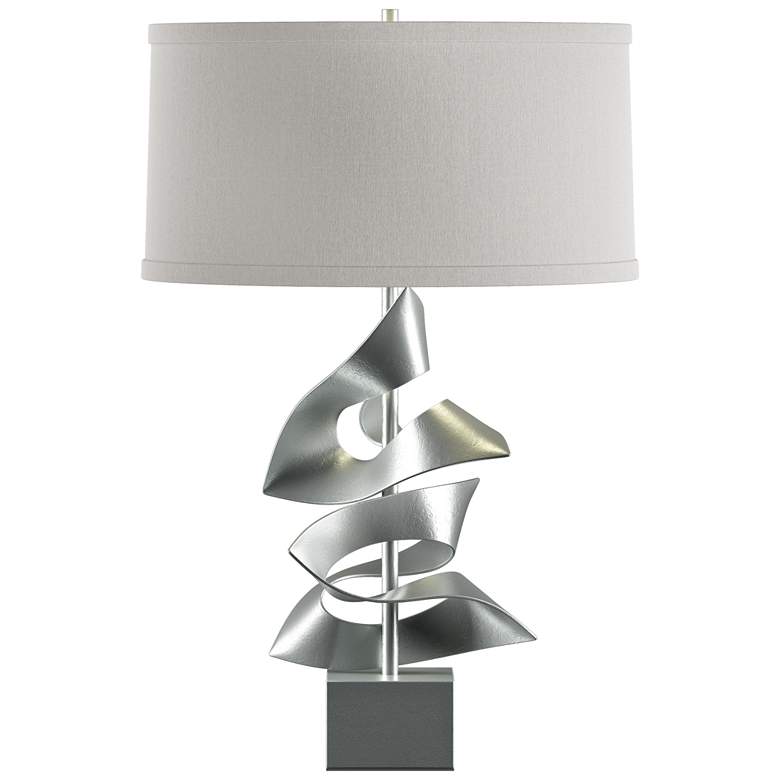 Image 1 Hubbardton Forge Gallery 24 3/4" Flax Shade Platinum Finish Table Lamp