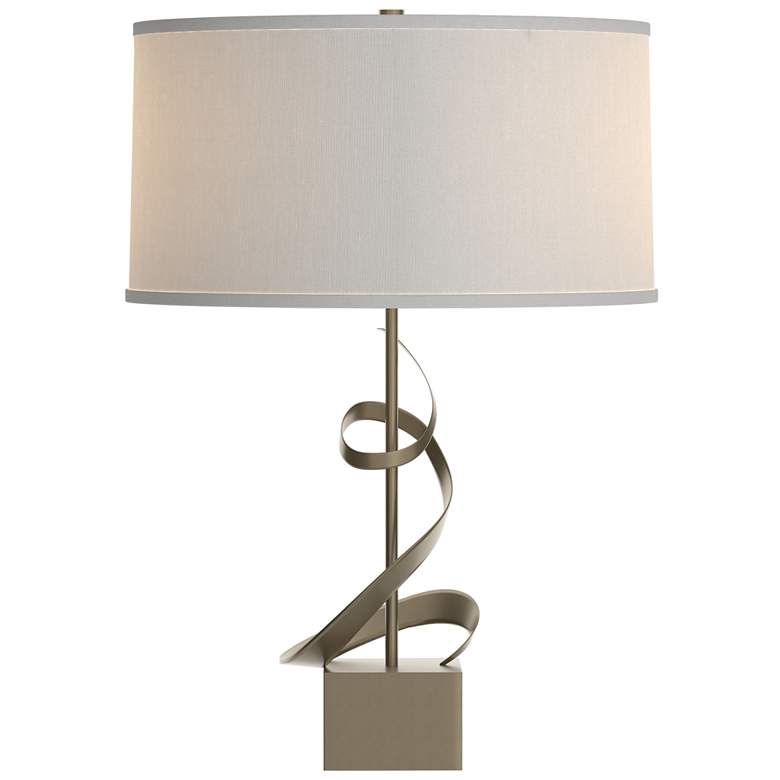 Image 1 Hubbardton Forge Gallery Spiral 23" White Shade Soft Gold Table Lamp