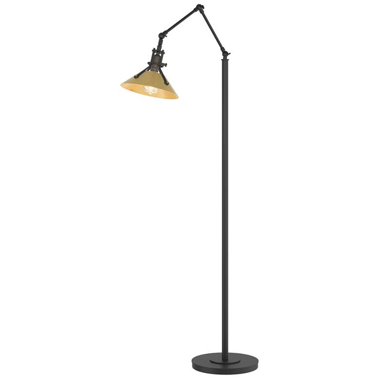 Image 1 Hubbardton Forge Henry 61" Adjustable Arm Black and Brass Floor Lamp