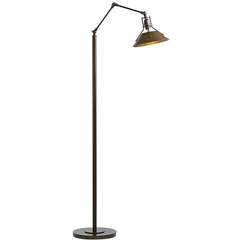 Image 1 Hubbardton Forge Henry 61" Bronze Metal Adjustable Floor Lamp
