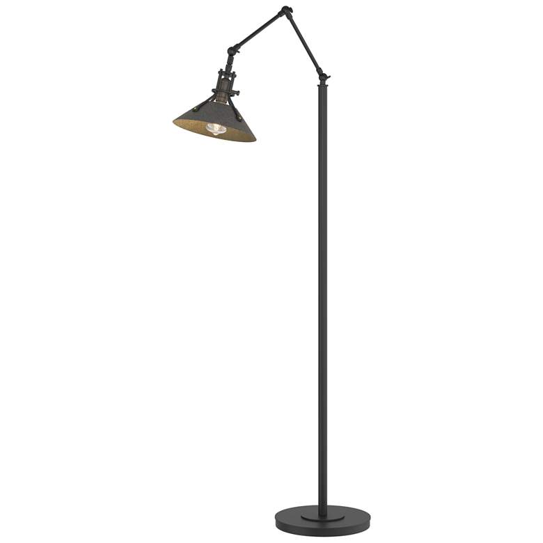 Image 1 Hubbardton Forge Henry Black Adjustable Swing Arm Floor Lamp