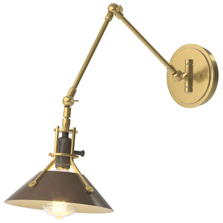 Image 1 Hubbardton Forge Henry Modern Brass Swing Arm Wall Lamp