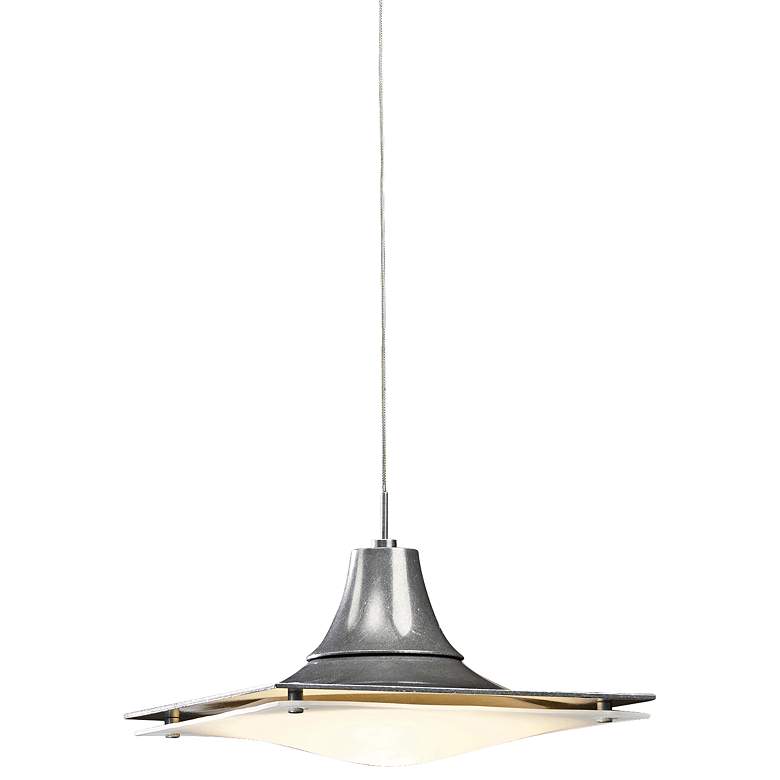 Image 1 Hubbardton Forge Hood 10" Modern Opal Glass and Platinum Mini Pendant