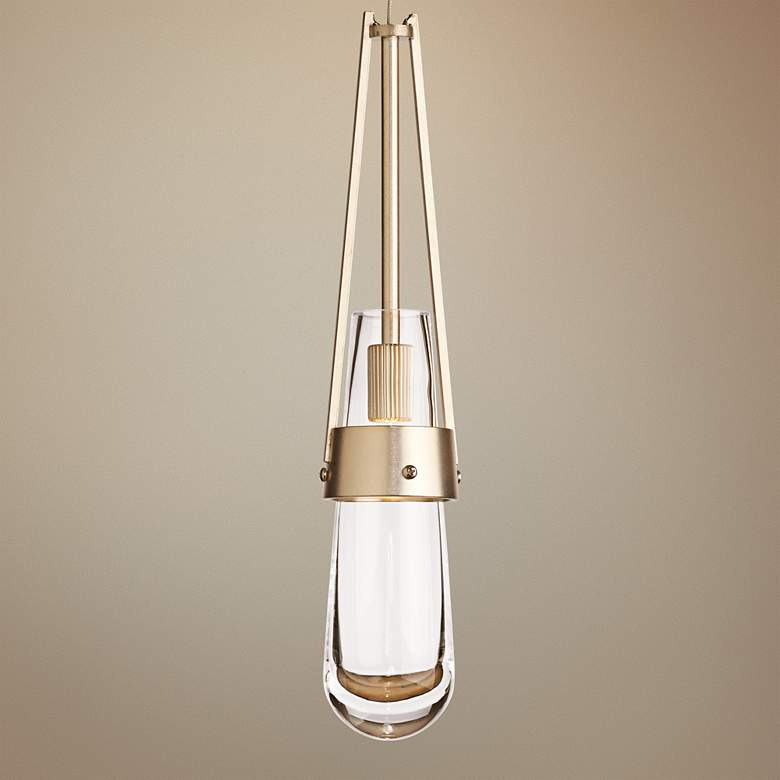 Image 1 Hubbardton Forge Link Gold 3 inchW Clear Glass Mini Pendant