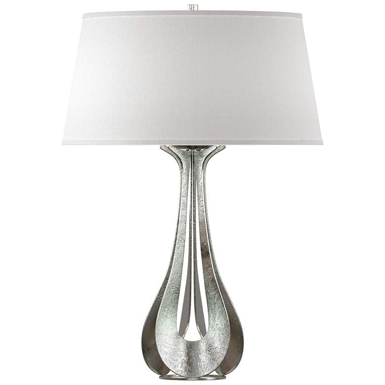 Image 1 Hubbardton Forge Lino 25 1/4" Flax Shade Sterling Silver Table Lamp