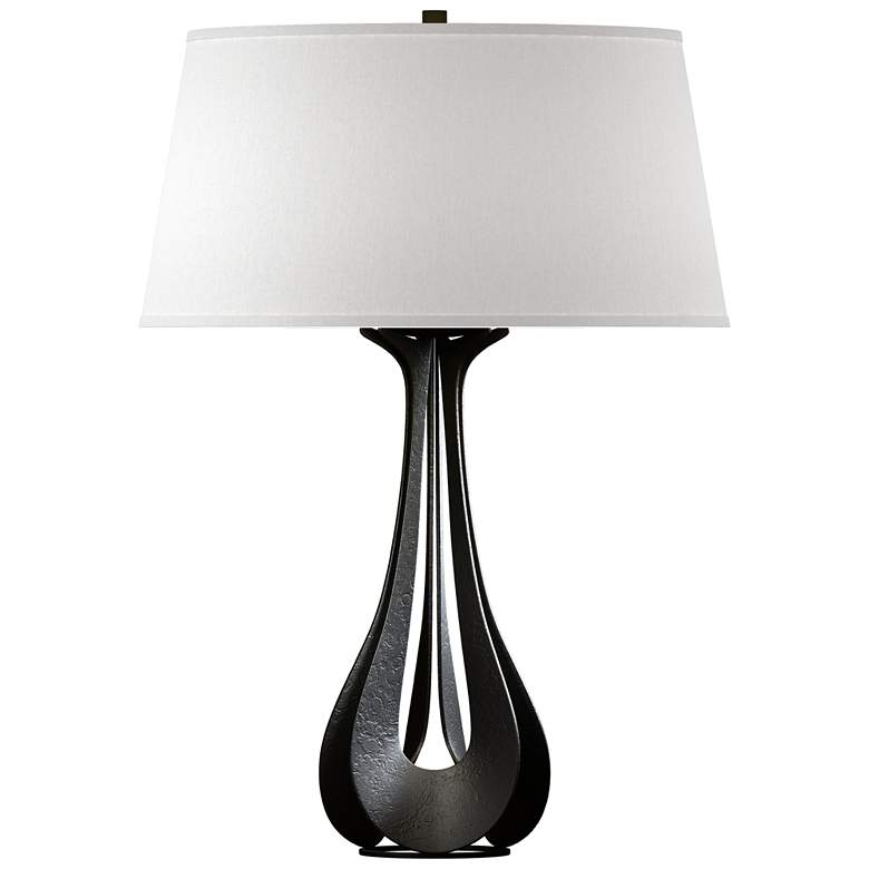 Image 1 Hubbardton Forge Lino 25 1/4" High Flax Shade Black Metal Table Lamp