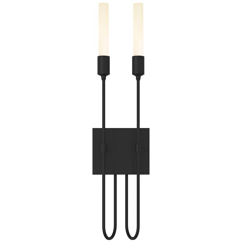 Image 1 Hubbardton Forge Lisse 22 1/4"H Black 2-Light Wall Sconce