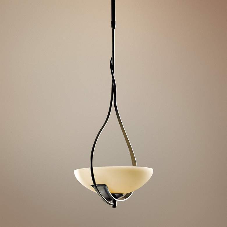 Image 1 Hubbardton Forge Lyra 12" Wide Burnished Steel Mini Pendant