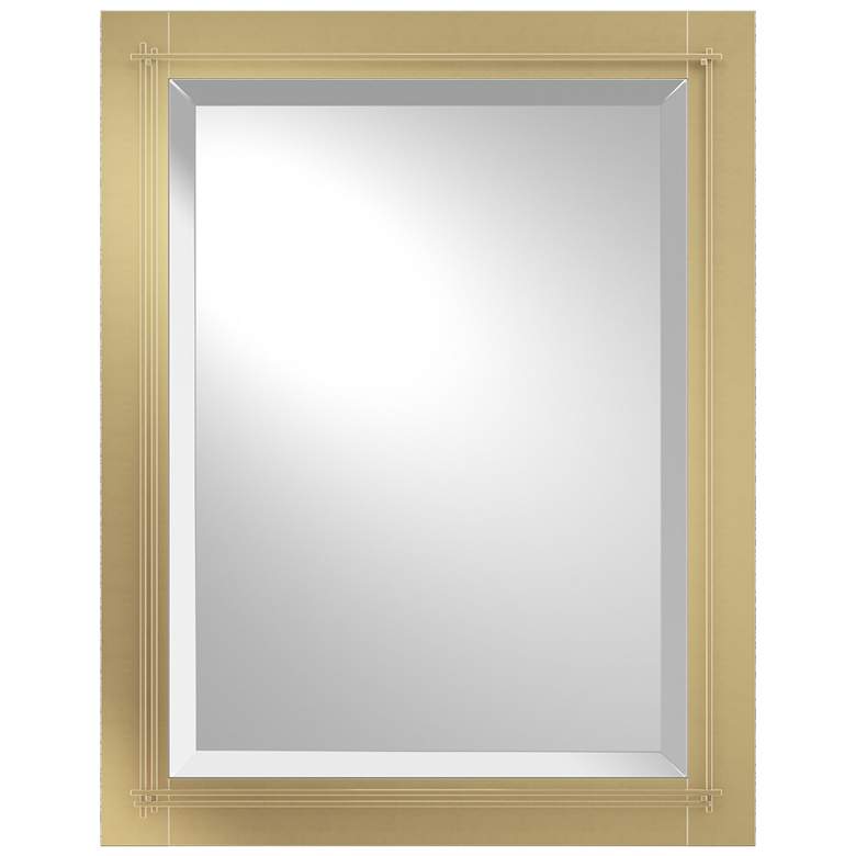 Image 1 Hubbardton Forge Metra 28" High Modern Brass Beveled Mirror