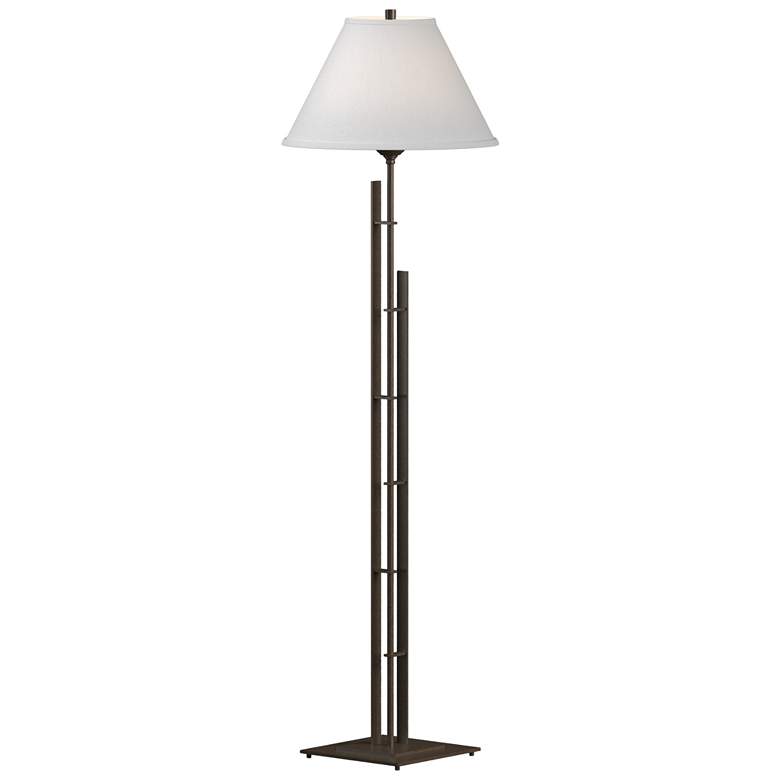 Image 1 Hubbardton Forge Metra 57 1/4 inch Anna Shade and Bronze Double Floor Lamp