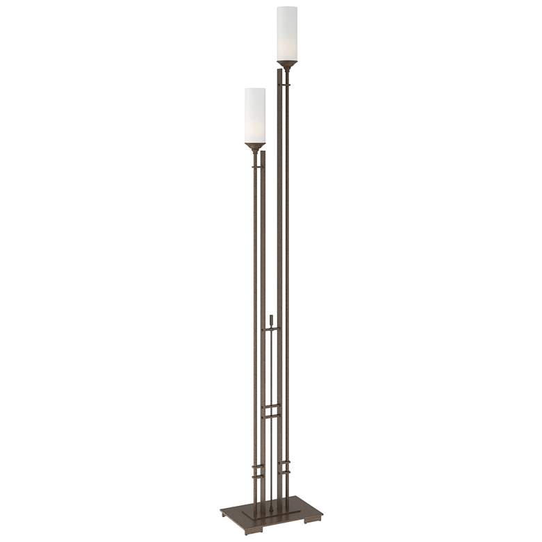 Image 1 Hubbardton Forge Metra 74.7" Opal Glass and Bronze Twin Floor Lamp