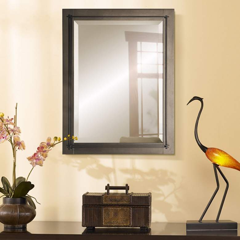 Image 1 Hubbardton Forge Metra Bronze 21 3/4" x 27 3/4" Wall Mirror