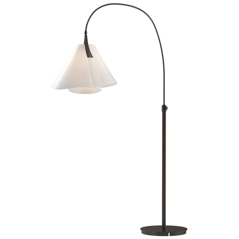 Image 1 Hubbardton Forge Mobius 66 1/2 inch Spun Frost Shade Bronze Arc Floor Lamp