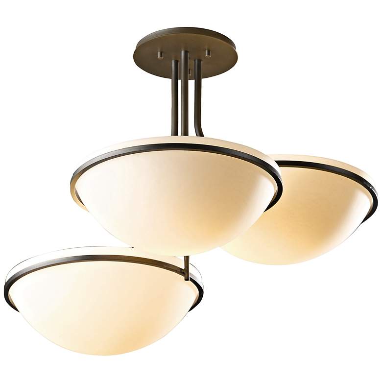 Image 1 Hubbardton Forge Moonband Smoke 3-Light Ceiling Fixture