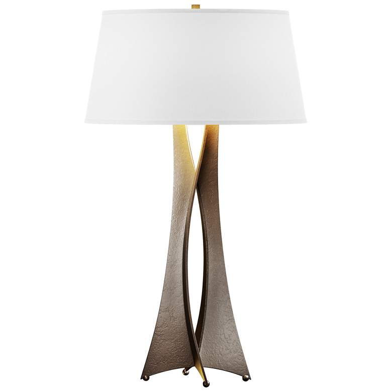 Image 1 Hubbardton Forge Moreau 33 1/2" Modern White Shade Bronze Table Lamp