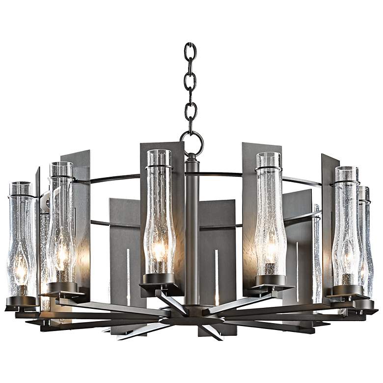 Image 2 Hubbardton Forge New Town 30 inchW Smoke 10-Light Chandelier