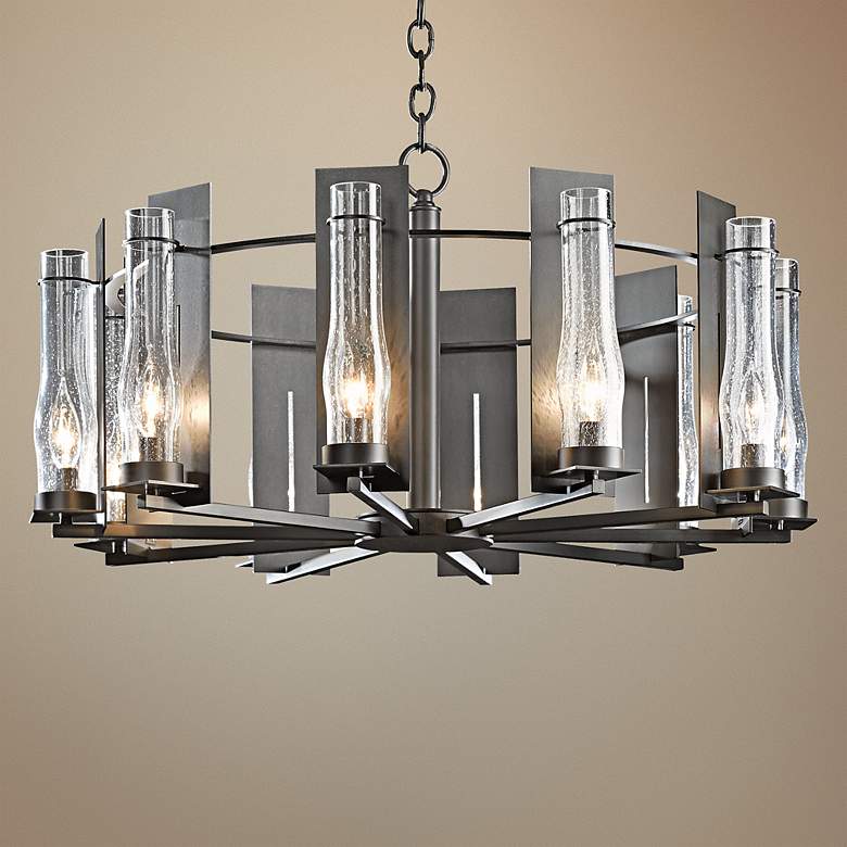 Image 1 Hubbardton Forge New Town 30 inchW Smoke 10-Light Chandelier