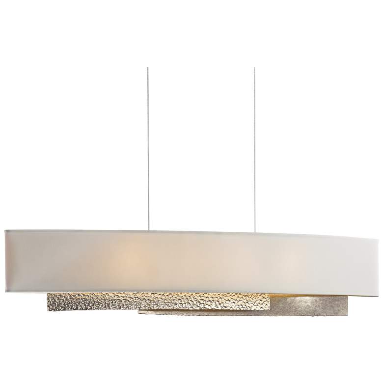 Image 1 Hubbardton Forge Oceanus 42" Wide Soft Gold and Flax Linear Pendant