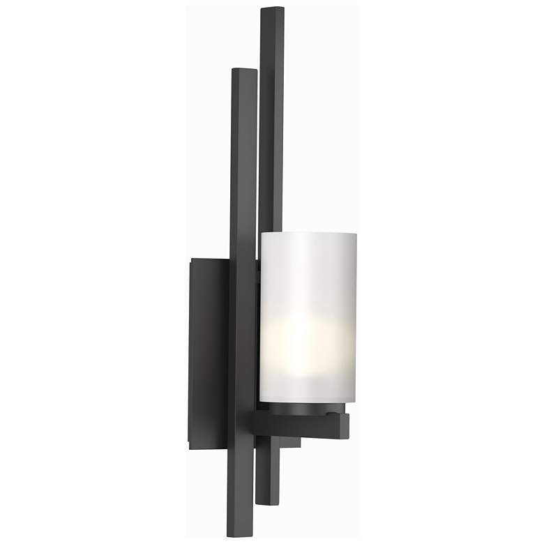 Image 1 Hubbardton Forge Ondrian Left 16 3/4" High Black and Opal Glass Sconce