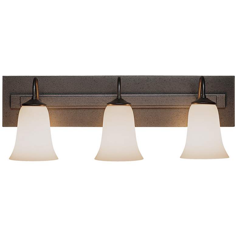 Image 1 Hubbardton Forge Opal Glass Natural Iron 25" Wide Bath Light