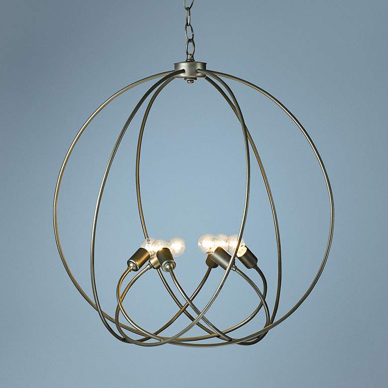 Image 1 Hubbardton Forge Orb 22 1/2"W Burnished Steel Chandelier
