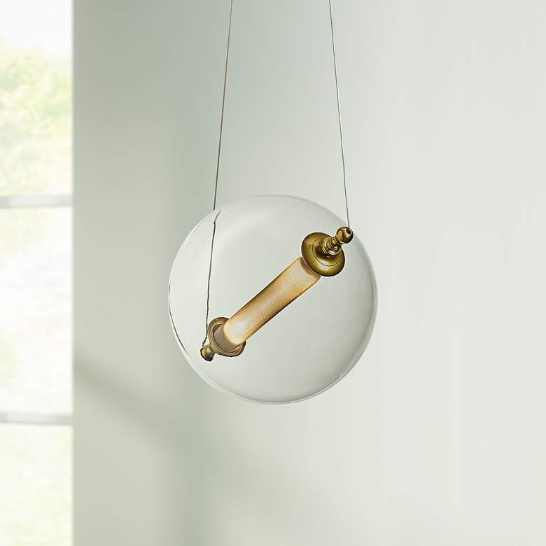 Image 1 Hubbardton Forge Otto Sphere 16" Wide 2-Light Black Pendant