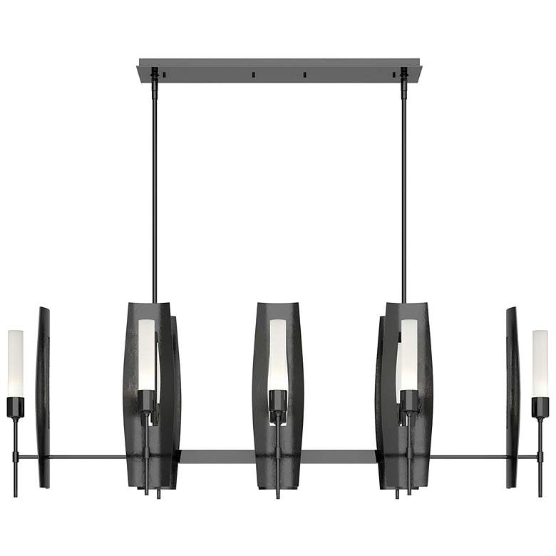 Image 1 Hubbardton Forge Passage 52"W Ink 8-Light Linear Chandelier