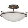 Hubbardton Forge Plain 14.5" Wide Bronze and Opal Glass Ceiling Light