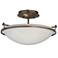 Hubbardton Forge Plain 14.5" Wide Bronze and Opal Glass Ceiling Light