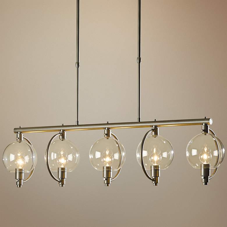 Image 1 Hubbardton Forge Pluto 42 inchW Clear Glass 5-Light Pendant
