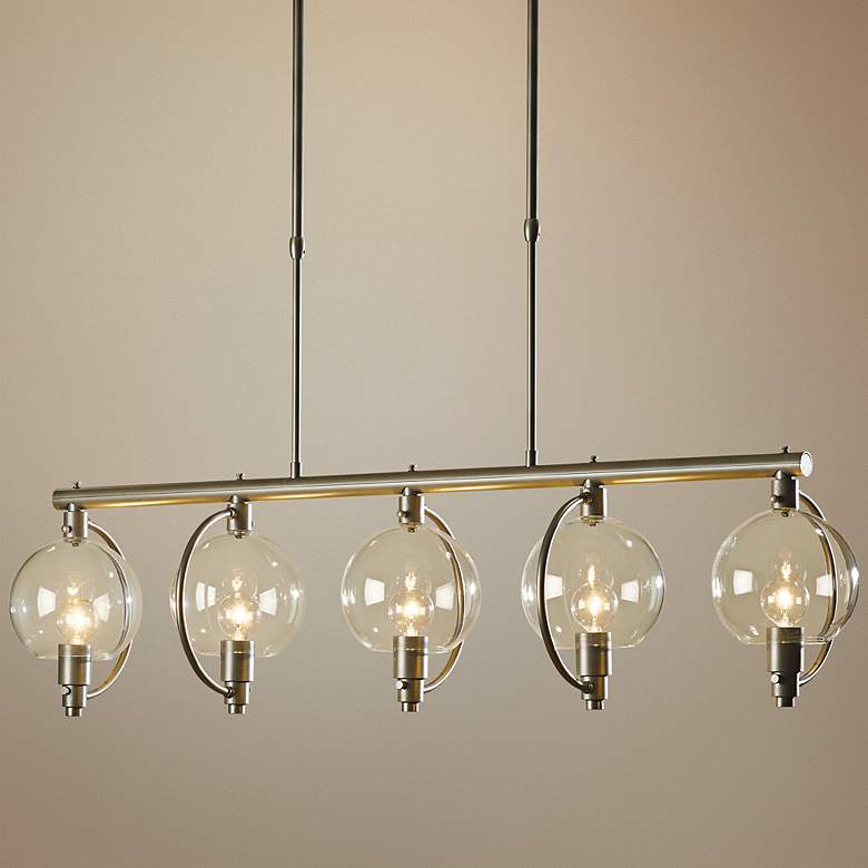 Image 1 Hubbardton Forge Pluto 42"W Clear Glass 5-Light Pendant