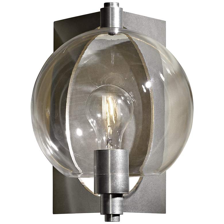Image 1 Hubbardton Forge Pluto Globe Glass Platinum Wall Sconce