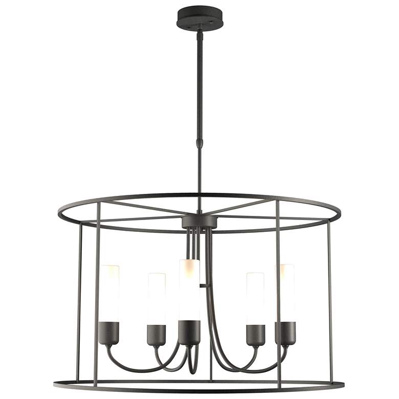 Image 1 Hubbardton Forge Portico 32" Natural Iron Ring Drum Outdoor Pendant
