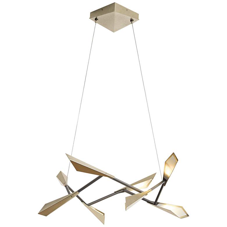 Image 2 Hubbardton Forge Quill 34"W Soft Gold Square LED Pendant