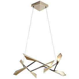 Image2 of Hubbardton Forge Quill 34"W Soft Gold Square LED Pendant