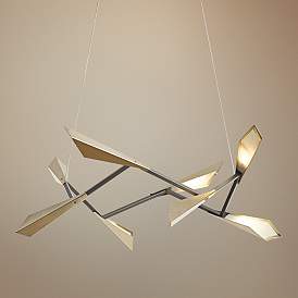 Image1 of Hubbardton Forge Quill 34"W Soft Gold Square LED Pendant