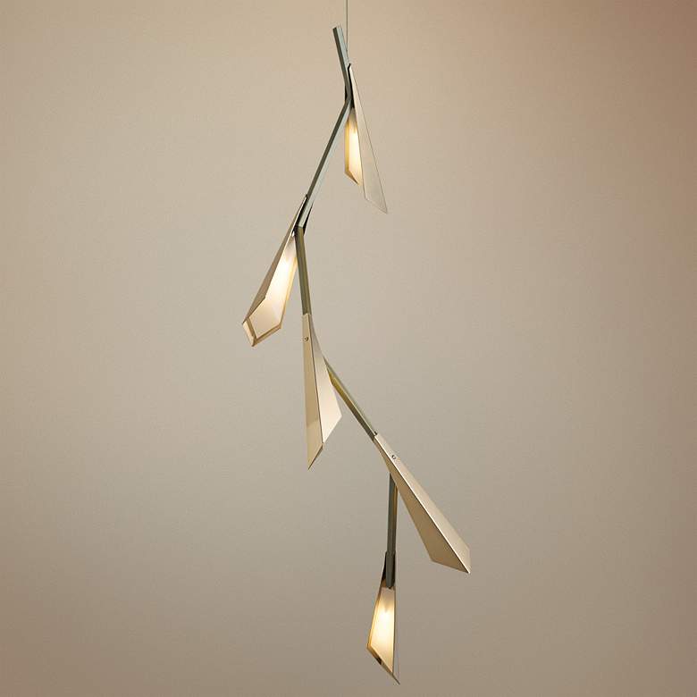 Image 1 Hubbardton Forge Quill 46 1/2"H LED Gold Linear Pendant