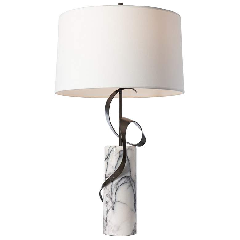 Image 1 Hubbardton Forge Rivulet Dark Smoke White Marble Table Lamp