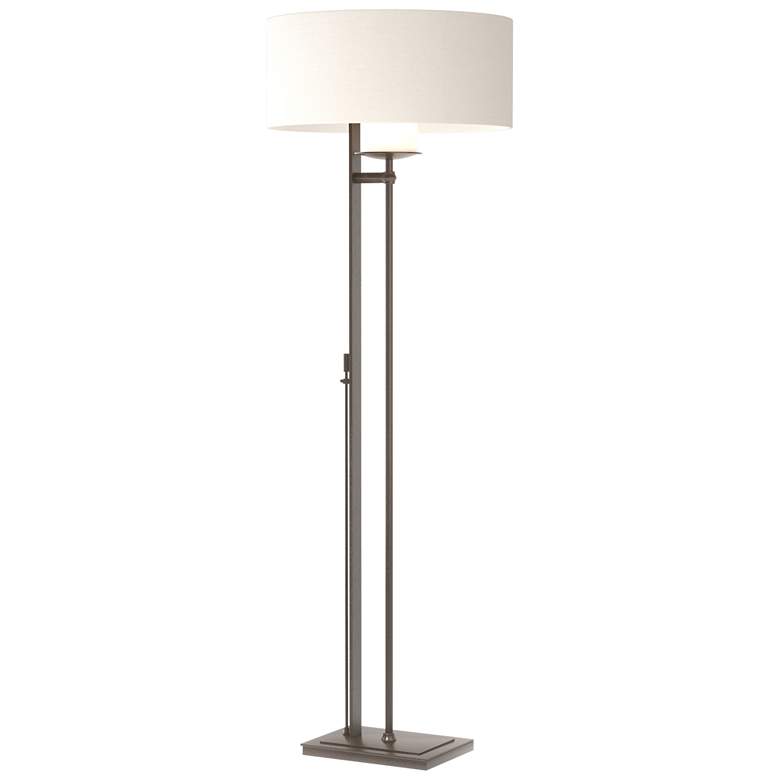 Image 1 Hubbardton Forge Rook 60" White Shade Oil Rubbed Bronze Floor Lamp