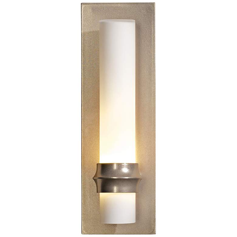 Image 1 Hubbardton Forge Rook Gold 14 inchH Opal Glass Wall Sconce
