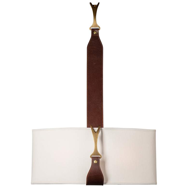 Image 1 Hubbardton Forge Saratoga 16" Leather and Fabric Shade Wall Scone
